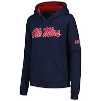 Women's Stadium Athletic Navy Ole Miss Rebels Big Logo Pullover Hoodie