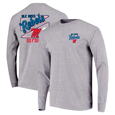 T-shirt gris à manches longues Ole Miss Rebels Retro Script pour jeunes