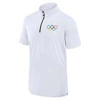 Men's Fanatics White Olympic Games Union Bar Quarter-Zip Polo