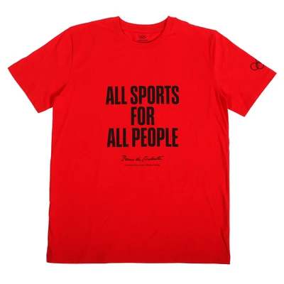 T-shirt rouge unisexe The Olympic Collection - Citation de Pierre Coubertin