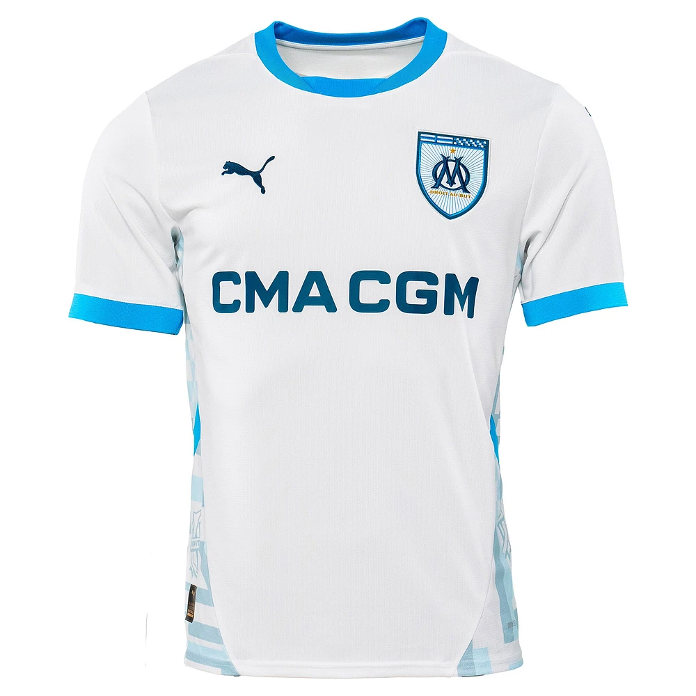 Men's Puma White Olympique Marseille 2024/25 Home Replica Jersey