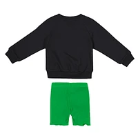 Girls Toddler Colosseum  Black/Green Oregon Ducks Beta Fleece Sweatshirt and Shorts Set