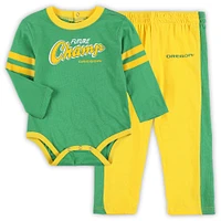 Ensemble body et pantalon de survêtement vert/jaune Oregon Ducks Little Kicker pour bébé