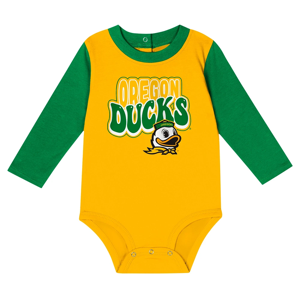 Infant Green Oregon Ducks Double Up Long Sleeve Bodysuit & Pant Set