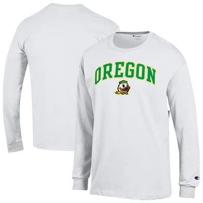 Men's Champion  White Oregon Ducks Arch Over Logo Long Sleeve T-Shirt