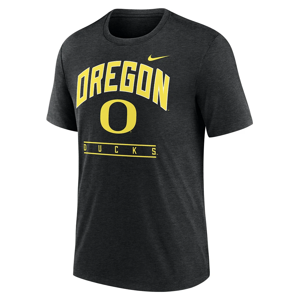 Men's Nike  Heather Black Oregon Ducks Tri-Blend Fashion T-Shirt