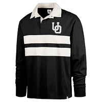 Men's '47 Black Oregon Ducks Clubhouse Knox Thames Long Sleeve Rugby Polo