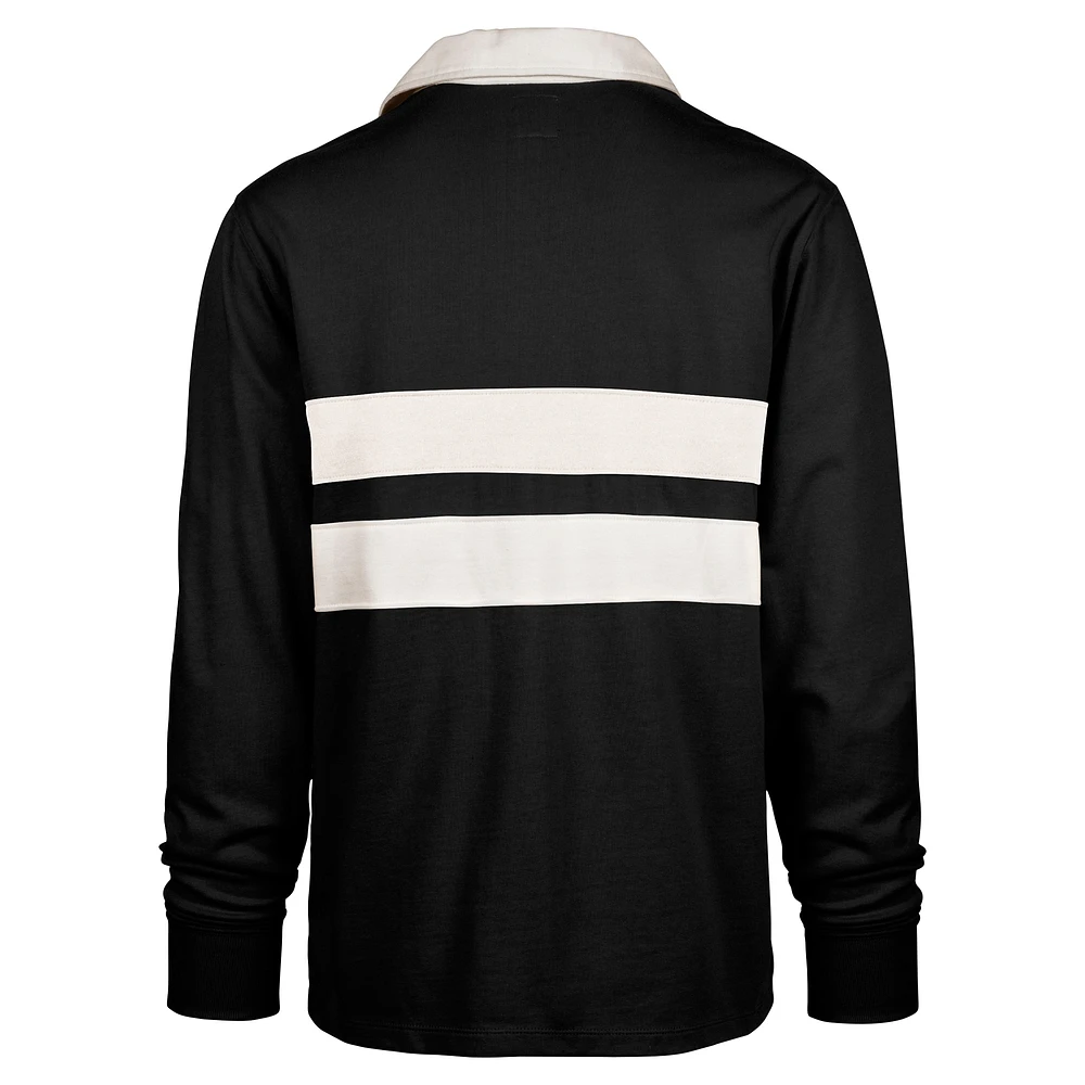 Men's '47 Black Oregon Ducks Clubhouse Knox Thames Long Sleeve Rugby Polo