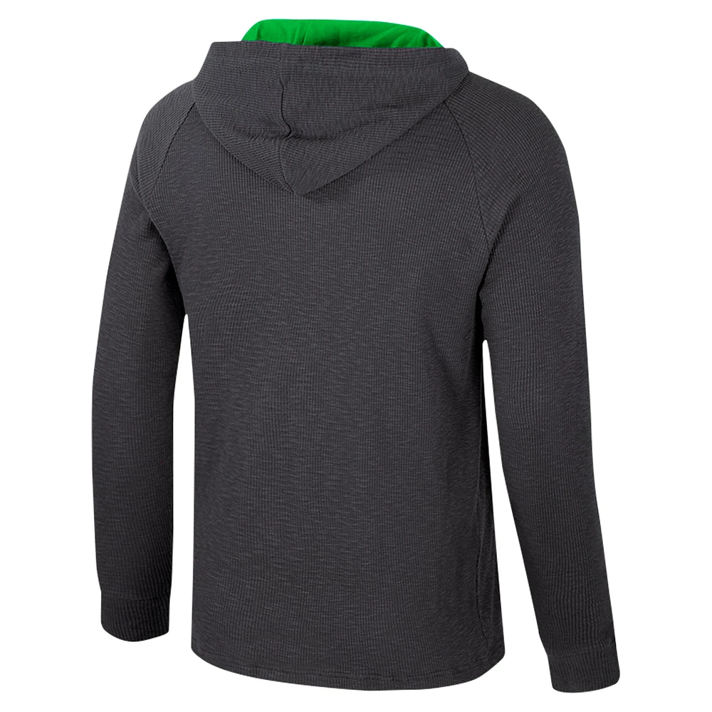 Men's Colosseum  Charcoal Oregon Ducks Dujour Ralgan Long Sleeve Henley Hoodie T-Shirt