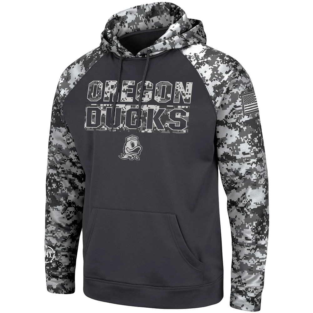 Men's Colosseum Charcoal Oregon Ducks OHT Military Appreciation Digital Camo Pullover Hoodie