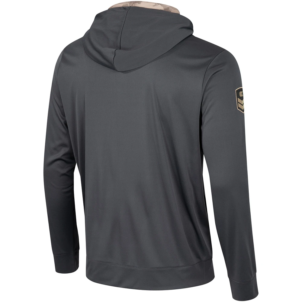 Men's Colosseum Charcoal Oregon Ducks OHT Military Appreciation Long Sleeve Hoodie T-Shirt
