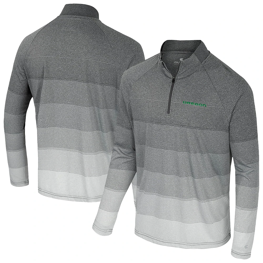 Coupe-vent raglan à glissière quart de tour en maille rayée AI Colosseum Gray pour hommes des Oregon Ducks