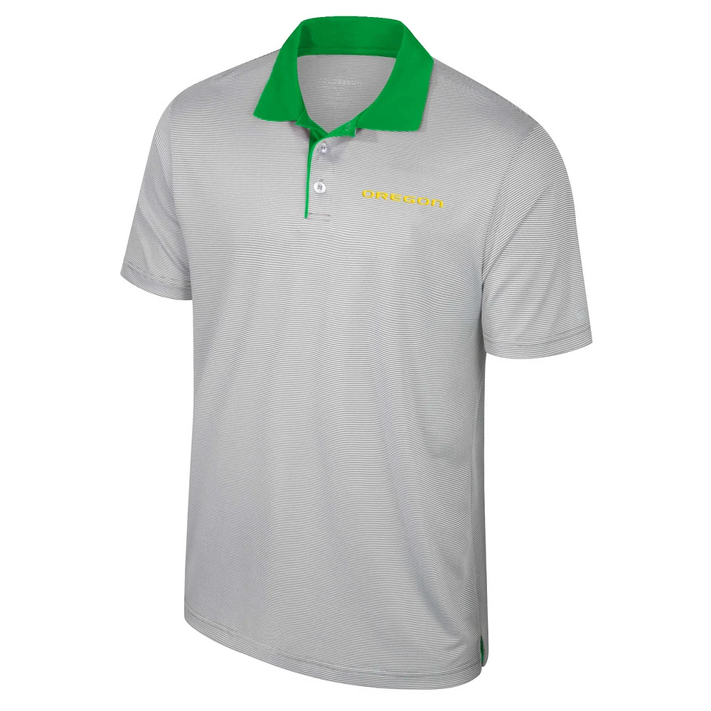 Men's Colosseum Gray Oregon Ducks Big & Tall Tuck Striped Polo