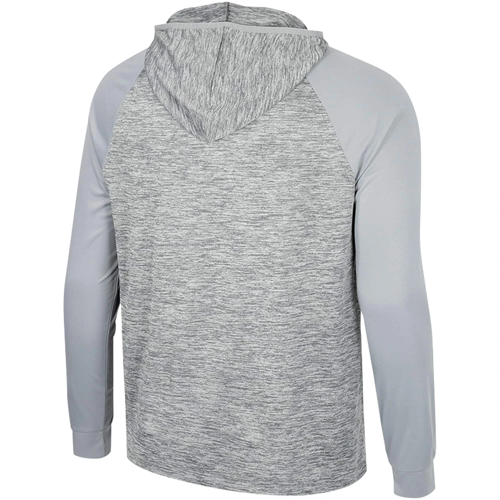 Men's Colosseum Gray Oregon Ducks Cybernetic Raglan Quarter-Zip Hooded Top