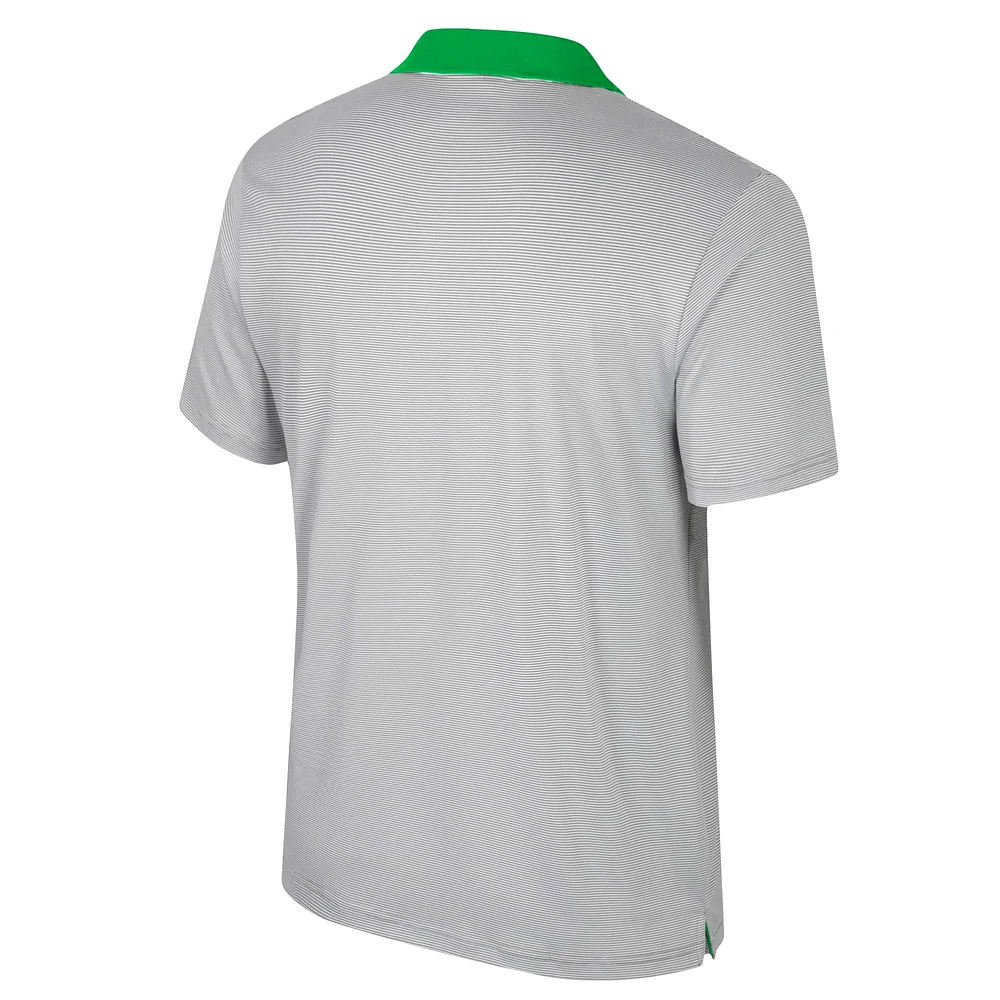 Men's Colosseum Gray Oregon Ducks Tuck Striped Polo