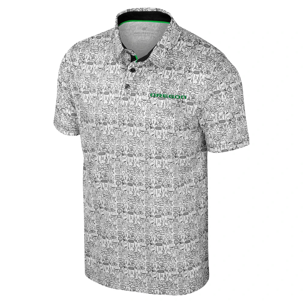 Men's Colosseum Green Oregon Ducks It's Time! Allover Print Polo