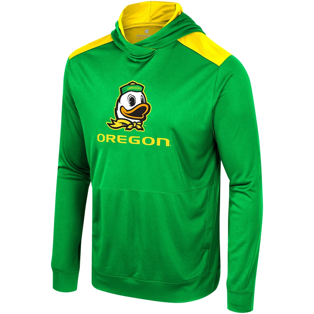 Men's Colosseum Green Oregon Ducks Warm Up Long Sleeve Hoodie T-Shirt