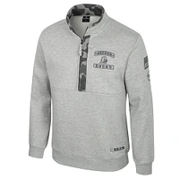 Men's Colosseum Heather Gray Oregon Ducks OORAH OHT Military Appreciation Fleece Quarter-Zip Jacket