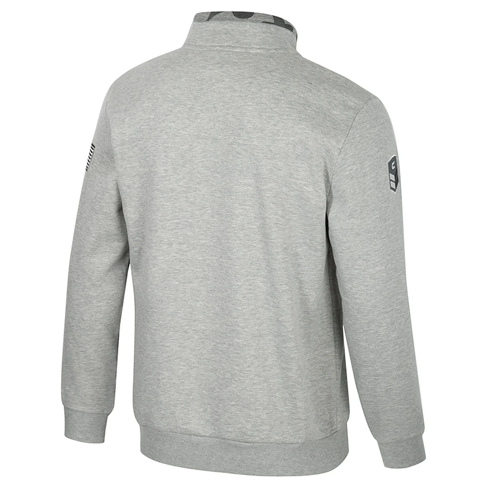 Men's Colosseum Heather Gray Oregon Ducks OORAH OHT Military Appreciation Fleece Quarter-Zip Jacket