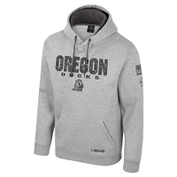 Men's Colosseum Heather Gray Oregon Ducks Oorah OHT Military Appreciation Pullover Hoodie