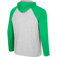 Men's Colosseum  Heather Grey Oregon Ducks Hasta La Vista Raglan Hoodie Long Sleeve T-Shirt