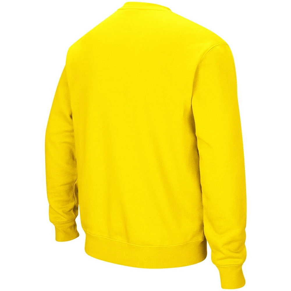 Men's Colosseum Yellow Oregon Ducks Arch & Logo Tackle Twill Pullover Sweatshirt
