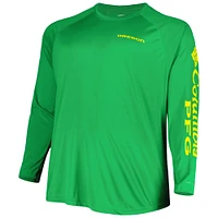 Men's Columbia Green Oregon Ducks Big & Tall Terminal Tackle Raglan Omni-Wick Long Sleeve T-Shirt