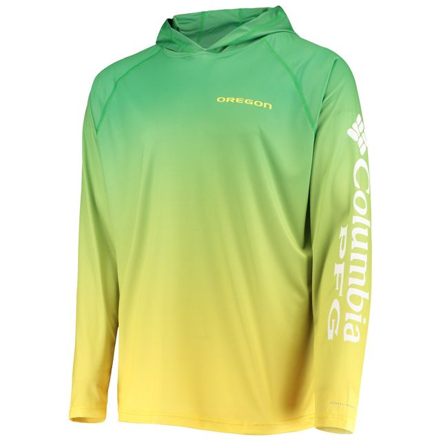 T-shirt à capuche manches longues raglan Omni-Shade Oregon Ducks Terminal Tackle pour hommes Columbia Green