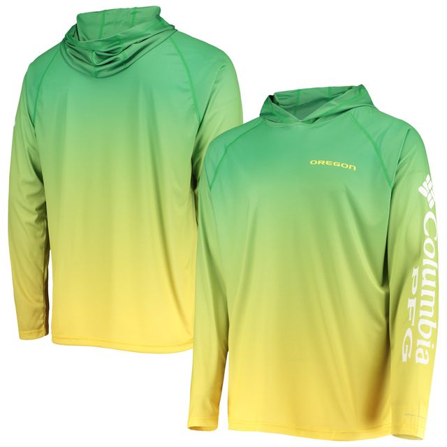 T-shirt à capuche manches longues raglan Omni-Shade Oregon Ducks Terminal Tackle pour hommes Columbia Green