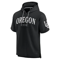 Men's Fanatics Black Oregon Ducks Ready Short Sleeve Pullover Hoodie
