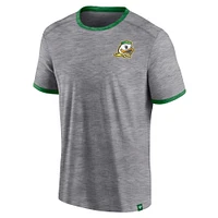 Men's Fanatics Heather Gray Oregon Ducks Classic Stack Ringer T-Shirt
