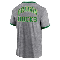 Men's Fanatics Heather Gray Oregon Ducks Classic Stack Ringer T-Shirt