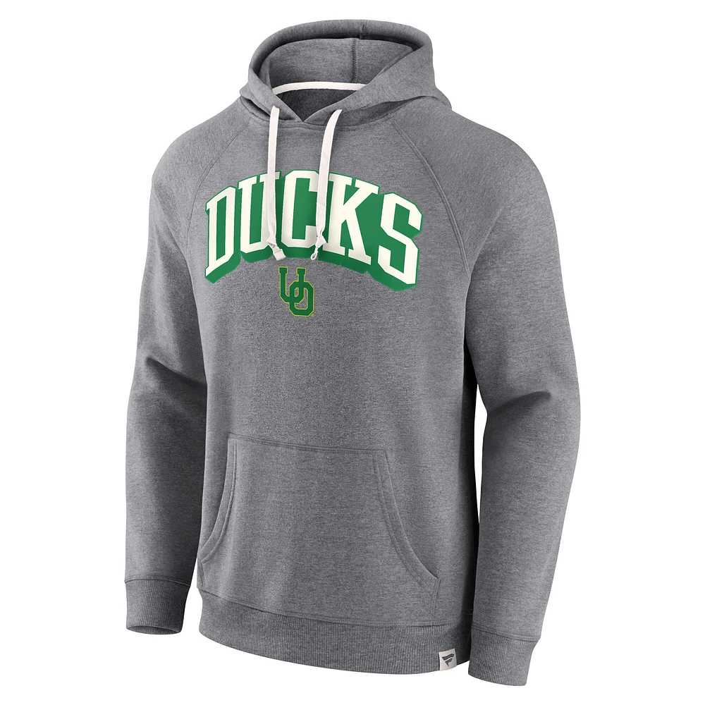 Men's Fanatics Heather Gray Oregon Ducks True Classics On Deck Fleece Pullover Hoodie