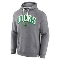 Men's Fanatics Heather Gray Oregon Ducks True Classics On Deck Fleece Pullover Hoodie