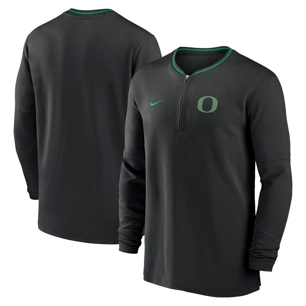 Haut à manches longues et demi-zip Nike Sideline Coach Performance Oregon Ducks 2024 pour homme, noir