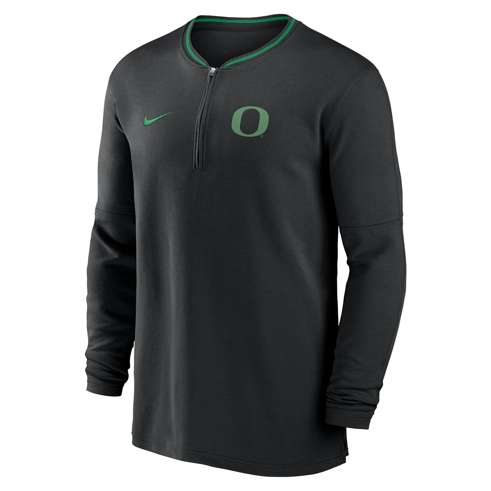 Haut à manches longues et demi-zip Nike Sideline Coach Performance Oregon Ducks 2024 pour homme, noir