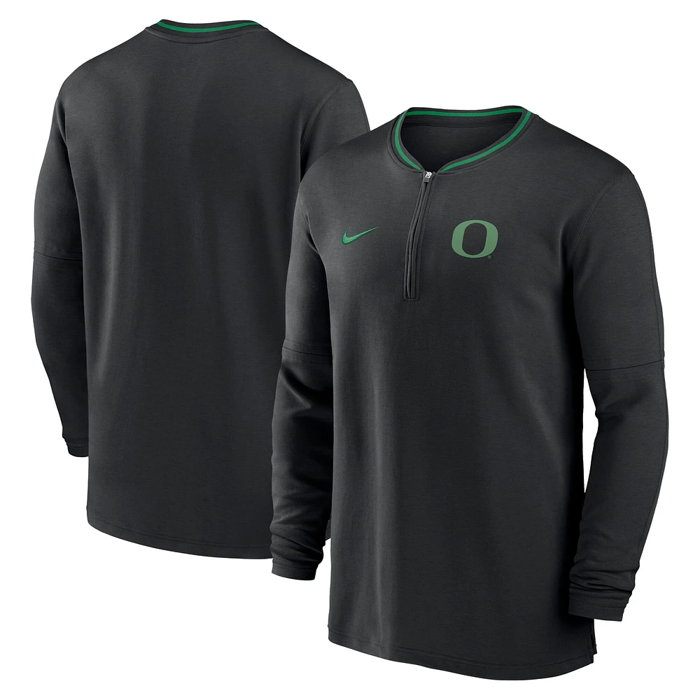 Haut à manches longues et demi-zip Nike Sideline Coach Performance Oregon Ducks 2024 pour homme, noir