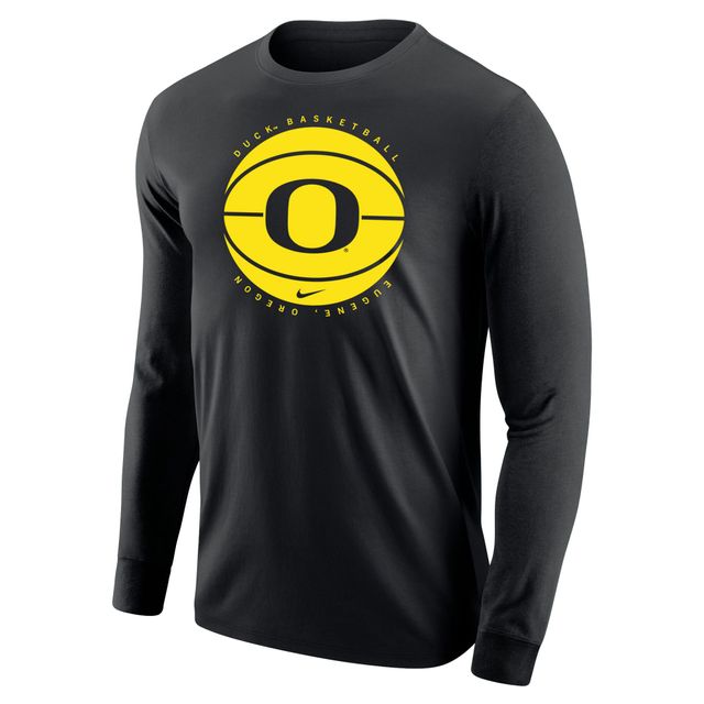T-shirt de basket-ball à manches longues Nike noir pour hommes des Ducks l'Oregon