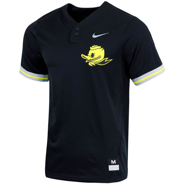 Maillot de baseball à deux boutons Nike pour hommes, noir, réplique des Ducks l'Oregon