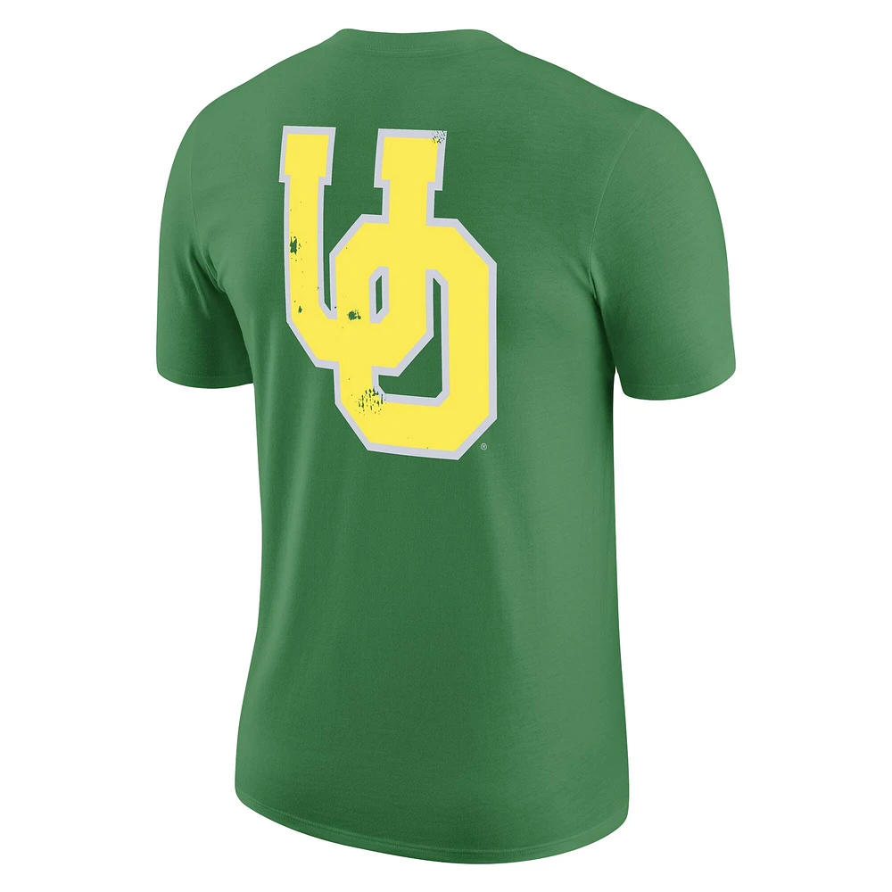 Men's Nike Green Oregon Ducks Distressed Print Cotton Vault T-Shirt