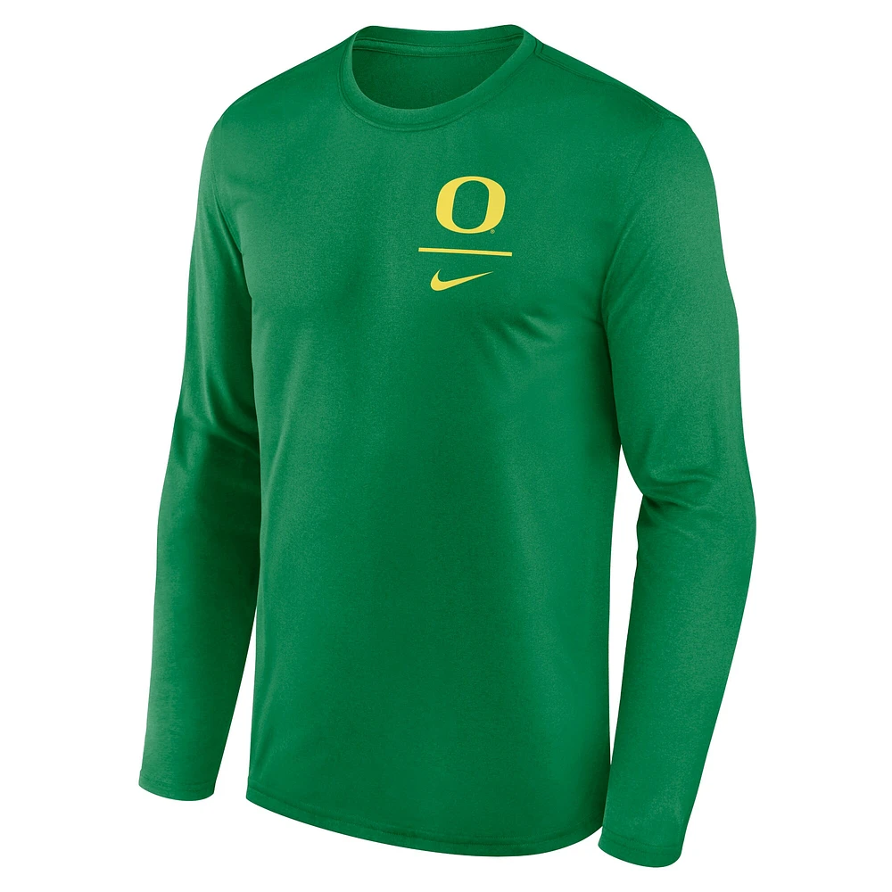 T-shirt à manches longues Nike Green Oregon Ducks Primary Stack Legend pour homme