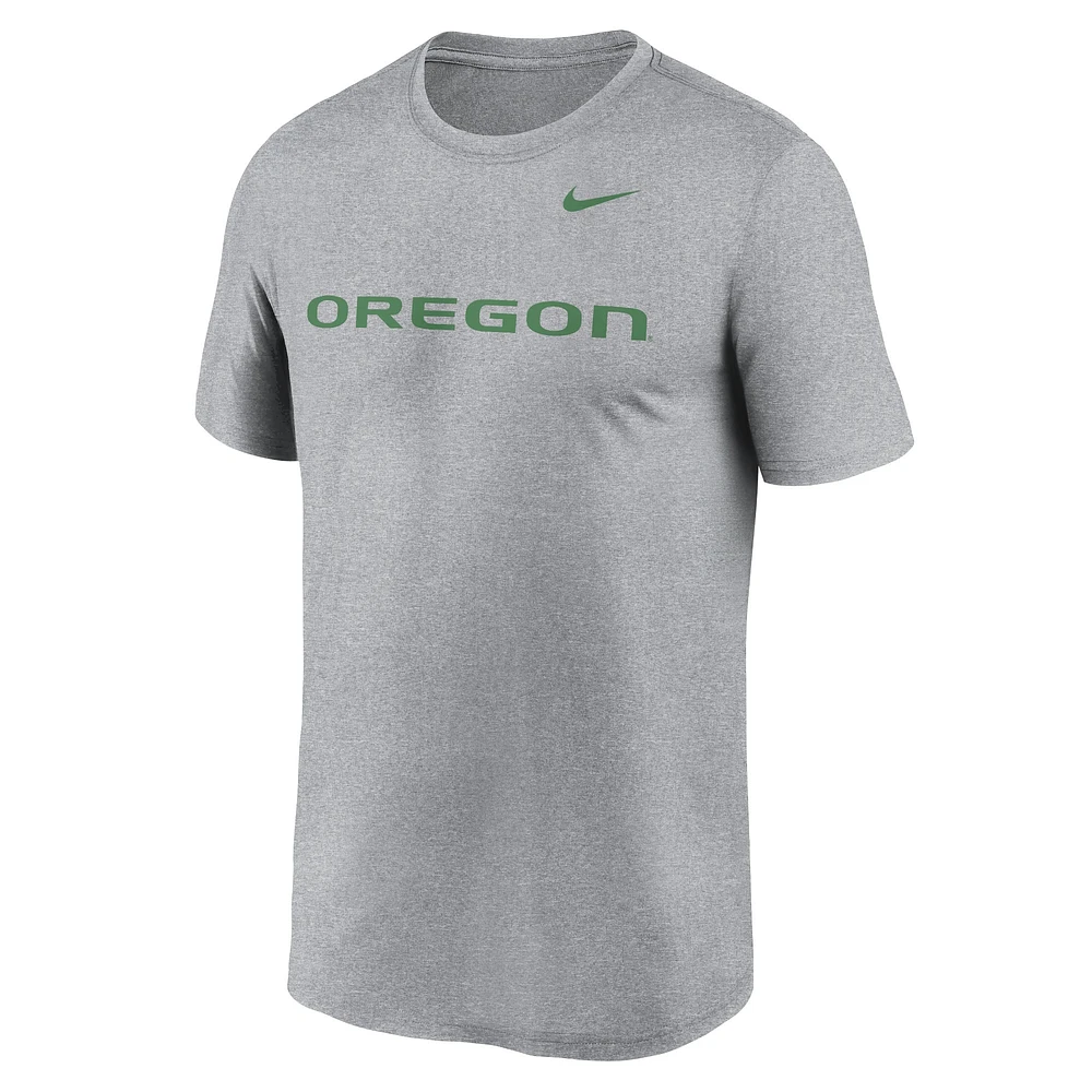 Men's Nike Heather Gray Oregon Ducks Primetime Legend Wordmark T-Shirt