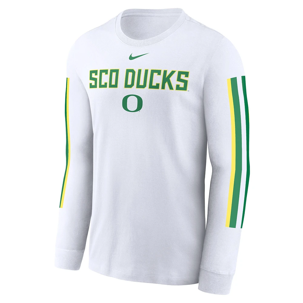 Men's Nike White Oregon Ducks Local Spirit Slogan Long Sleeve T-Shirt