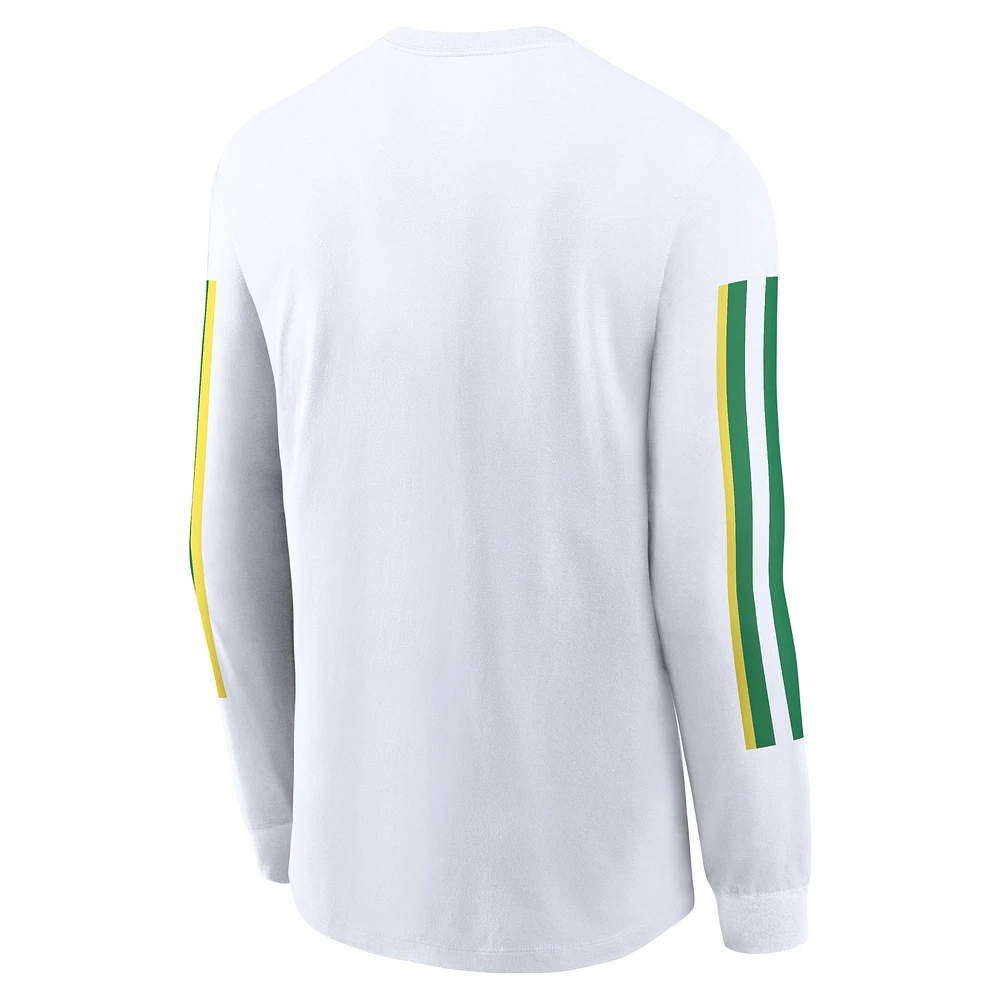 Men's Nike White Oregon Ducks Local Spirit Slogan Long Sleeve T-Shirt