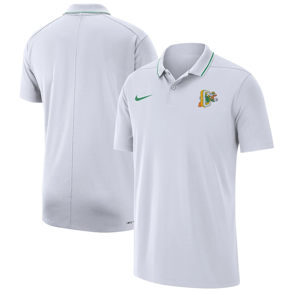 Polo d'entraîneurs de jeu spécial Nike pour hommes des Ducks l'Oregon blanc