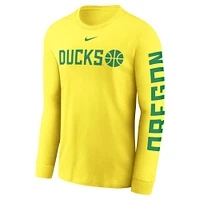 Men's Nike  Yellow Oregon Ducks Basketball Icon Two-Hit Long Sleeve T-Shirt
