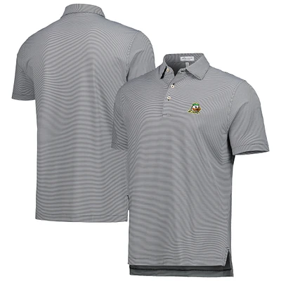 Men's Peter Millar Black Oregon Ducks Jubilee Striped Performance Jersey Polo