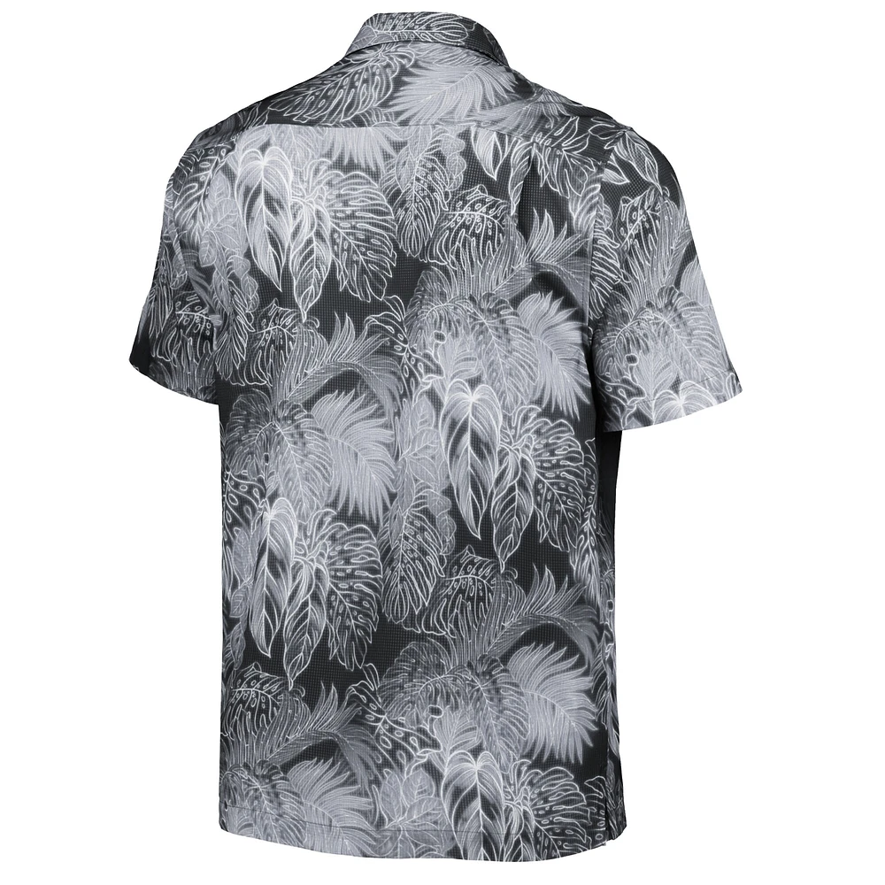 Men's Tommy Bahama Black Oregon Ducks Coast Luminescent Fronds Camp Button-Up Shirt