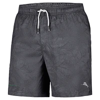 Men's Tommy Bahama Black Oregon Ducks Naples Layered Leaves Swim Trunks