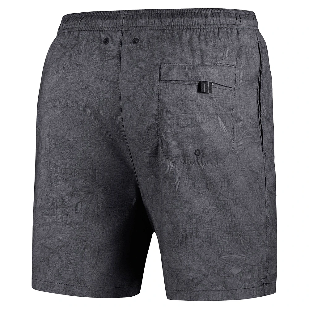 Men's Tommy Bahama Black Oregon Ducks Naples Layered Leaves Swim Trunks